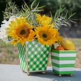 Kelly Gingham Enameled Square Cachepot Planter
