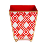 Cane Enameled Square Cachepot Planter - Red