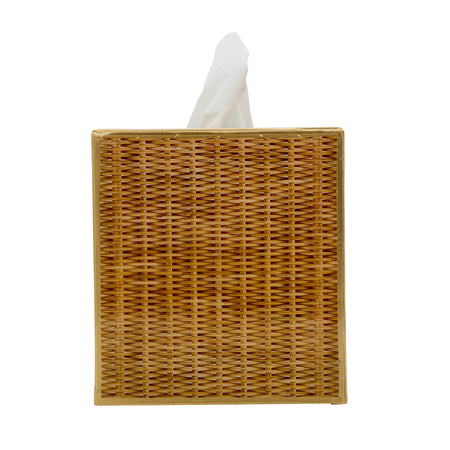 Kyoto Pagoda Enameled Square Wastebasket - White & Blue