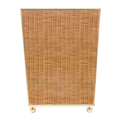 Rattan Enameled Square Wastebasket