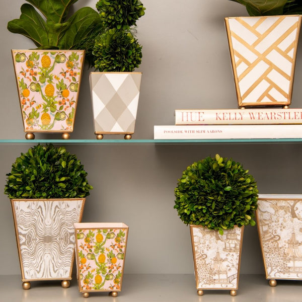 Pineapple Gardens Enameled Square Cachepot Planter