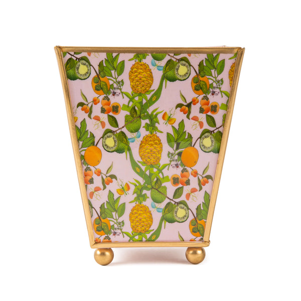 Pineapple Gardens Enameled Square Cachepot Planter