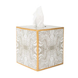 Faux Bois Taupe Enameled Tissue Box Cover