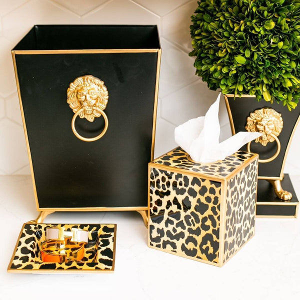 Leopard Spots Enameled Tissue Box Cover