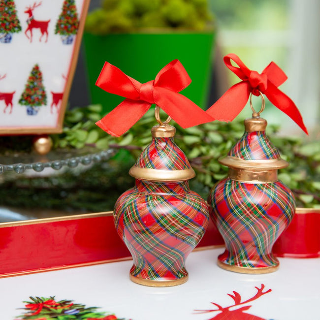 Royal Tartan Ginger Jar Ornaments (12pk)